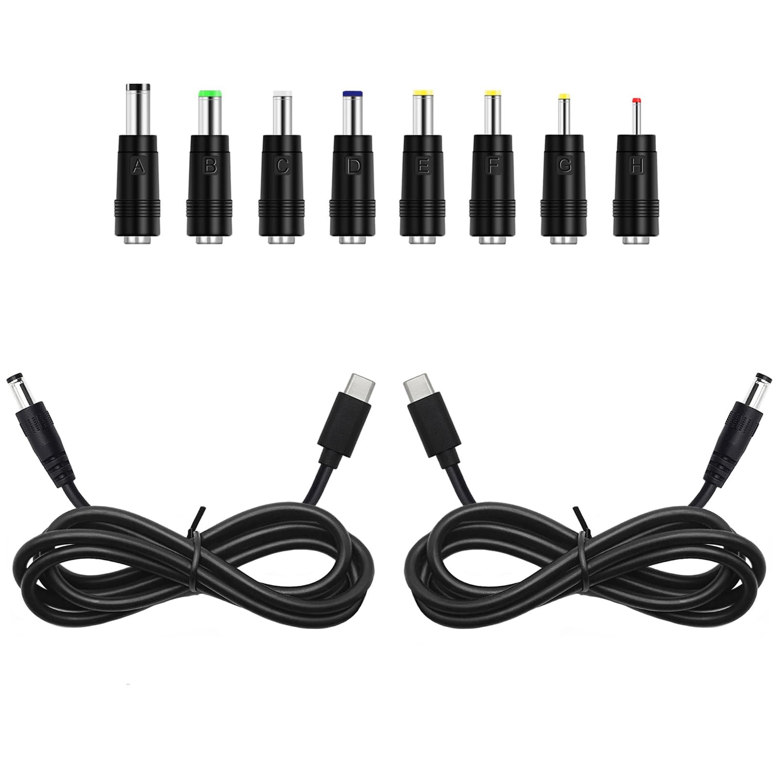 2Pcs 3.3ft USB C Male Input to DC 5.5mm x 2.5mm Barrel PD Trigger Charge Cabl...