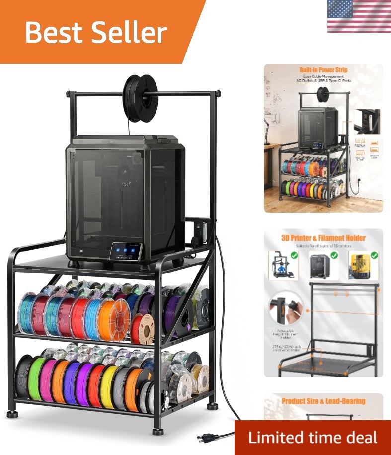 Adjustable 3D Printing Table & Filament Storage Rack - Maximize Your Workspace