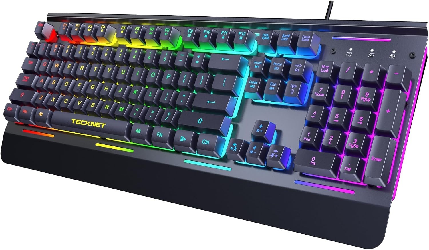Wired Gaming Keyboard, RGB Backlit Keyboard with Metal Panel Design 15-Zone RGB 