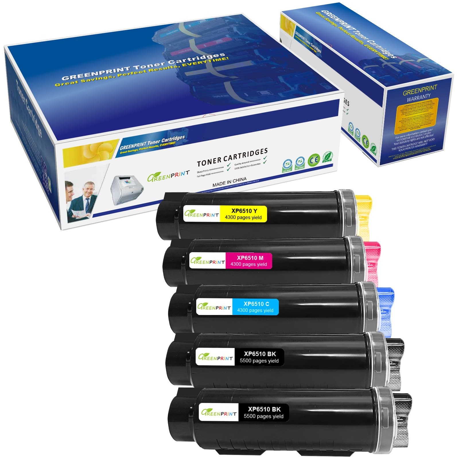 5 Packs 6510 6515 Compatible Toner Cartridges Extra High Yield for Xerox Phaser