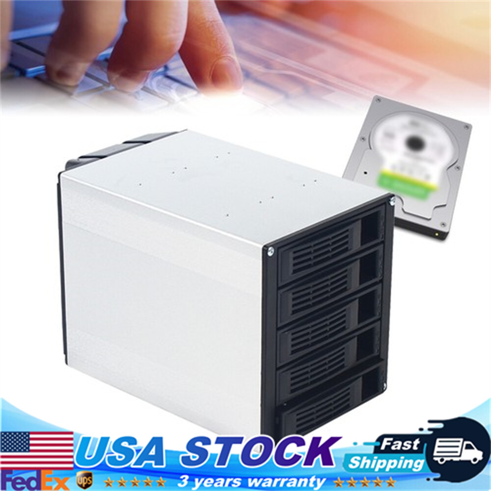 5 bays SATA SAS D Drive Bay Hard Drive Disk Case Enclosure 2.5"/3.5" USA