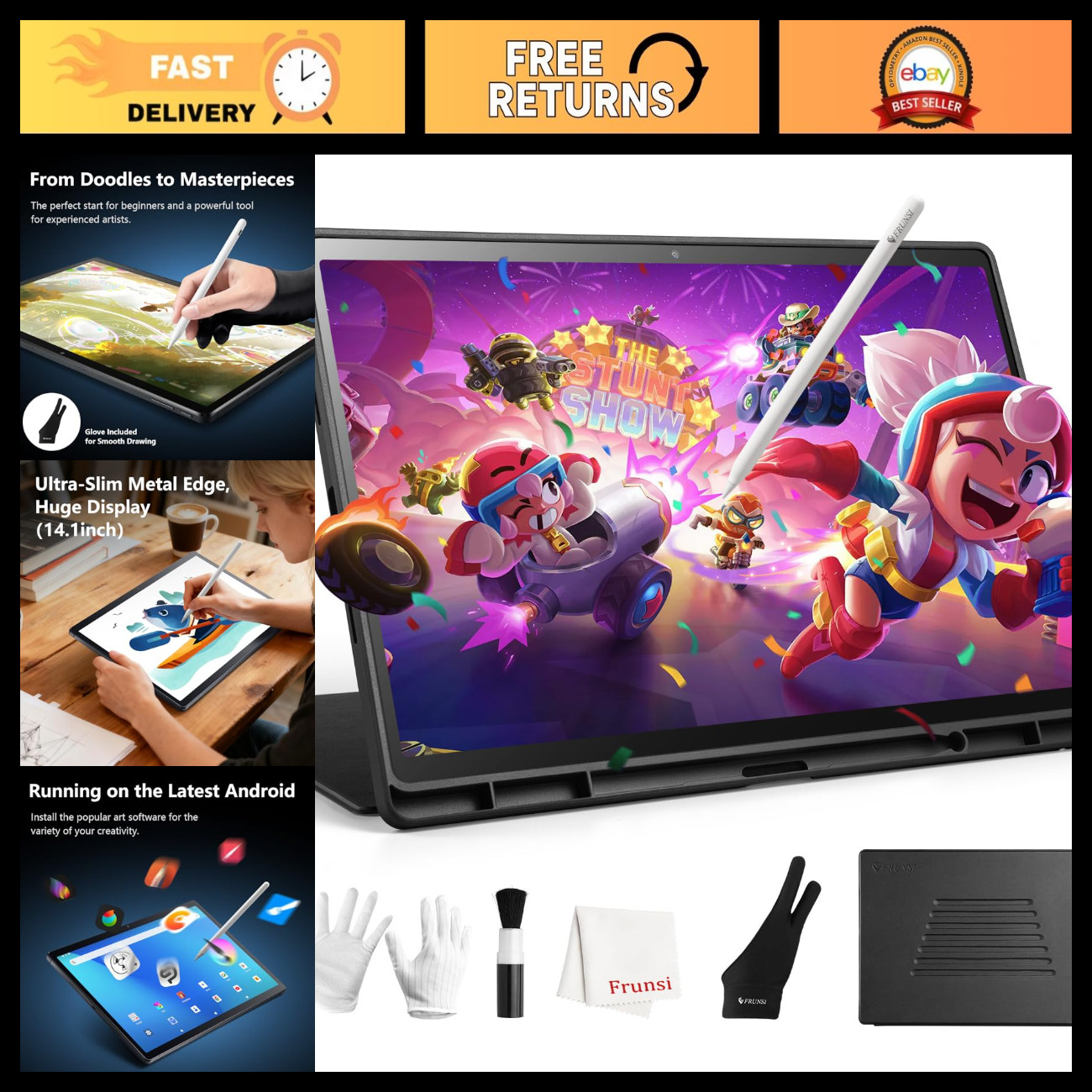 14.1" FHD Drawing Tablet - Standalone, Octa-Core, Pre-Installed Apps & Tutorials