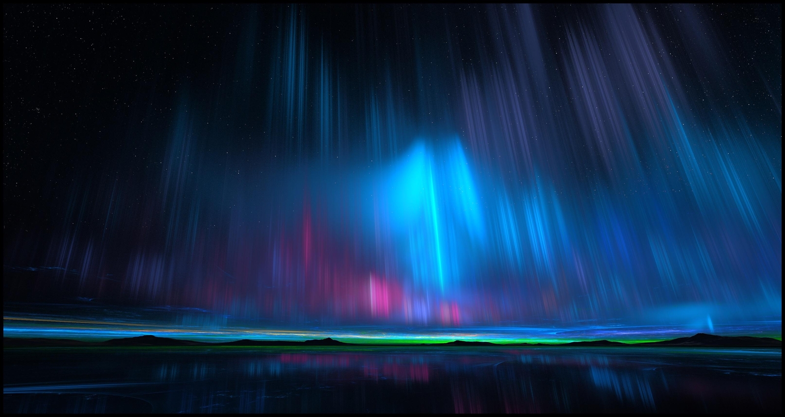Landscape mountains aurorae night space art Custom Gaming Mat Desk