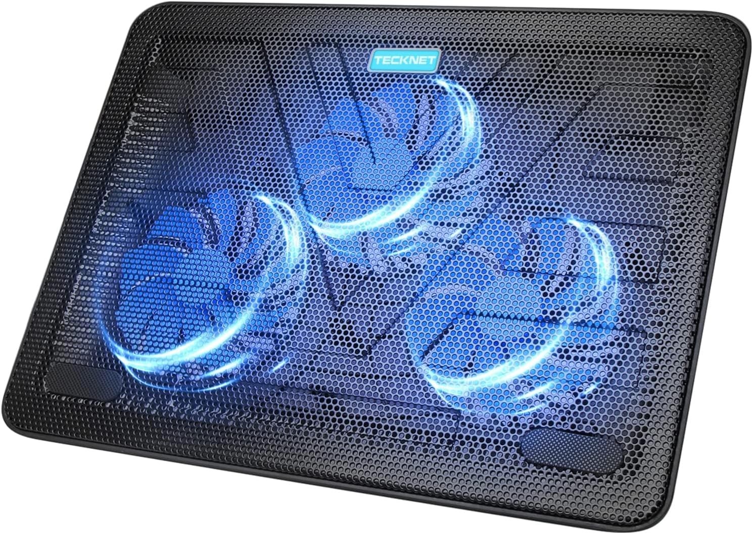 TECKNET Laptop Cooling Pad, 3 Quiet Fans, 12–17 Inch, Dual USB Ports