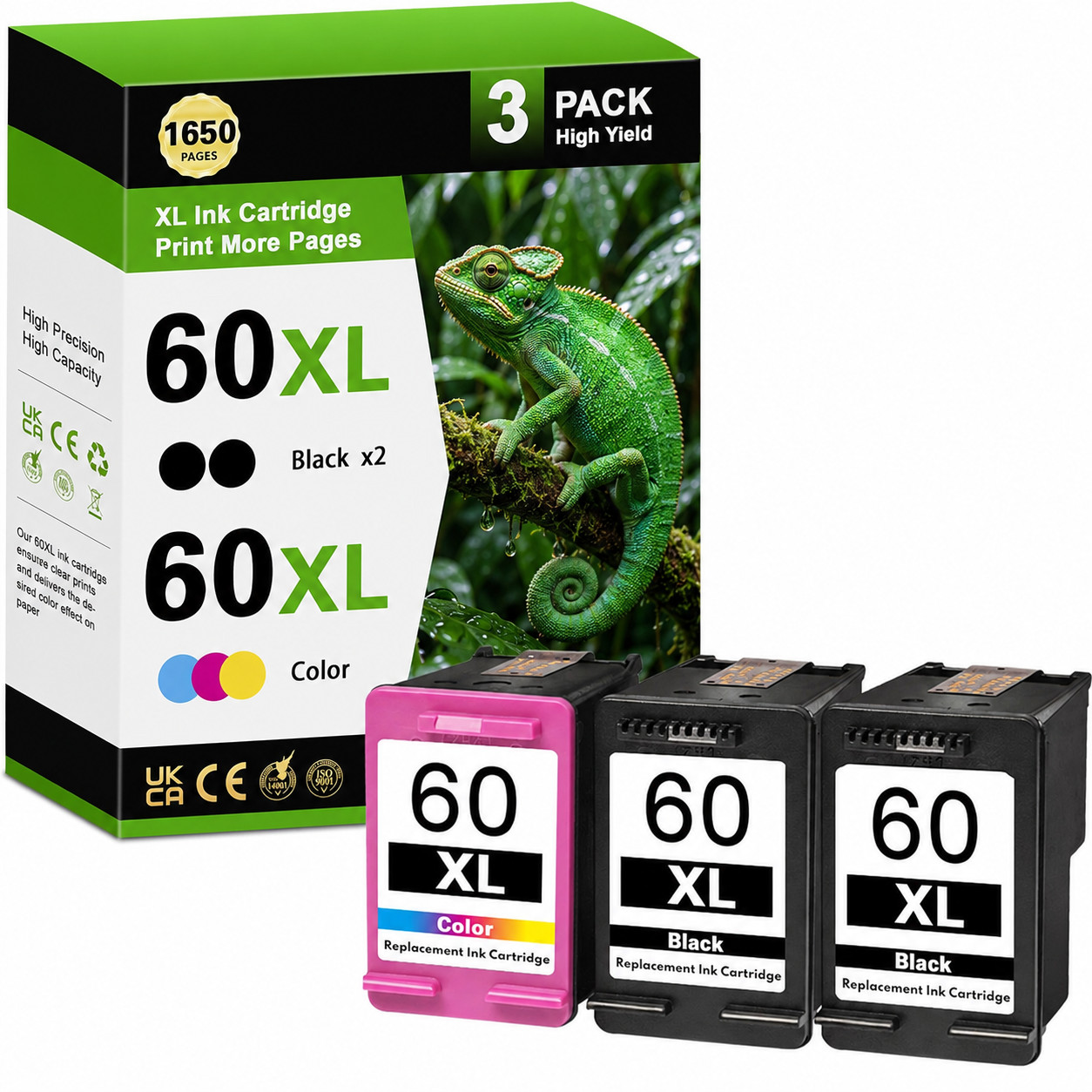 3PK 60XL Ink Cartridge replacement DeskJet F4288 F4292 F4293 F4294 F4400 F4435