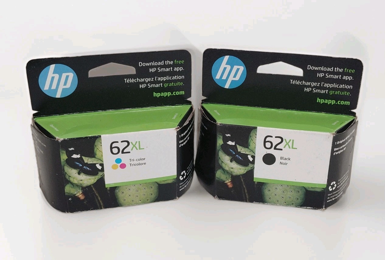 Genuine HP 62XL 2-PACK Black & Tri-Color Ink Cartridges C2P05AN Exp 2025-2026