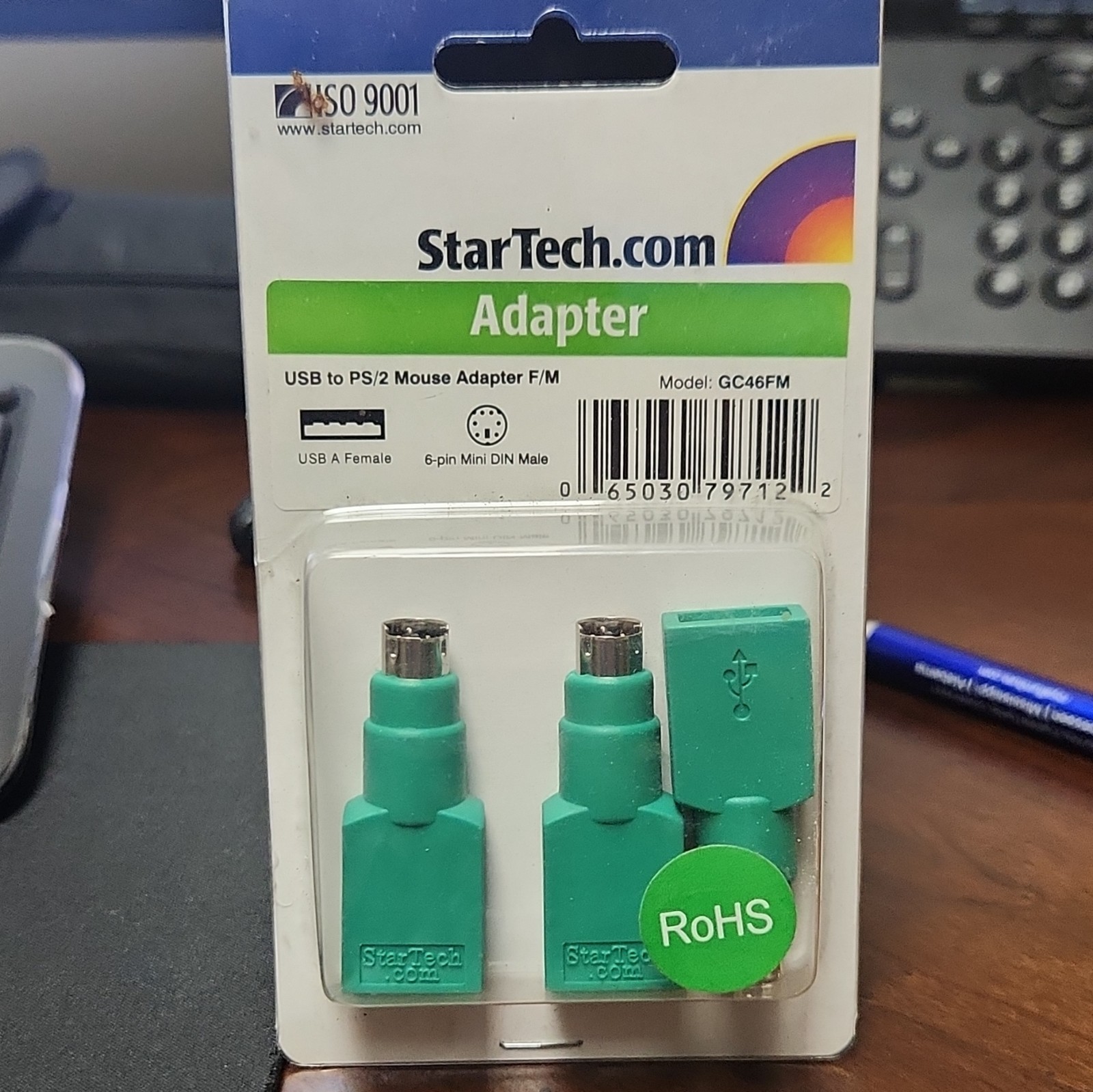 StarTech.com USB to PS/2 Adapter USB-A Female to 6-Pin Mini-DIN Male Green