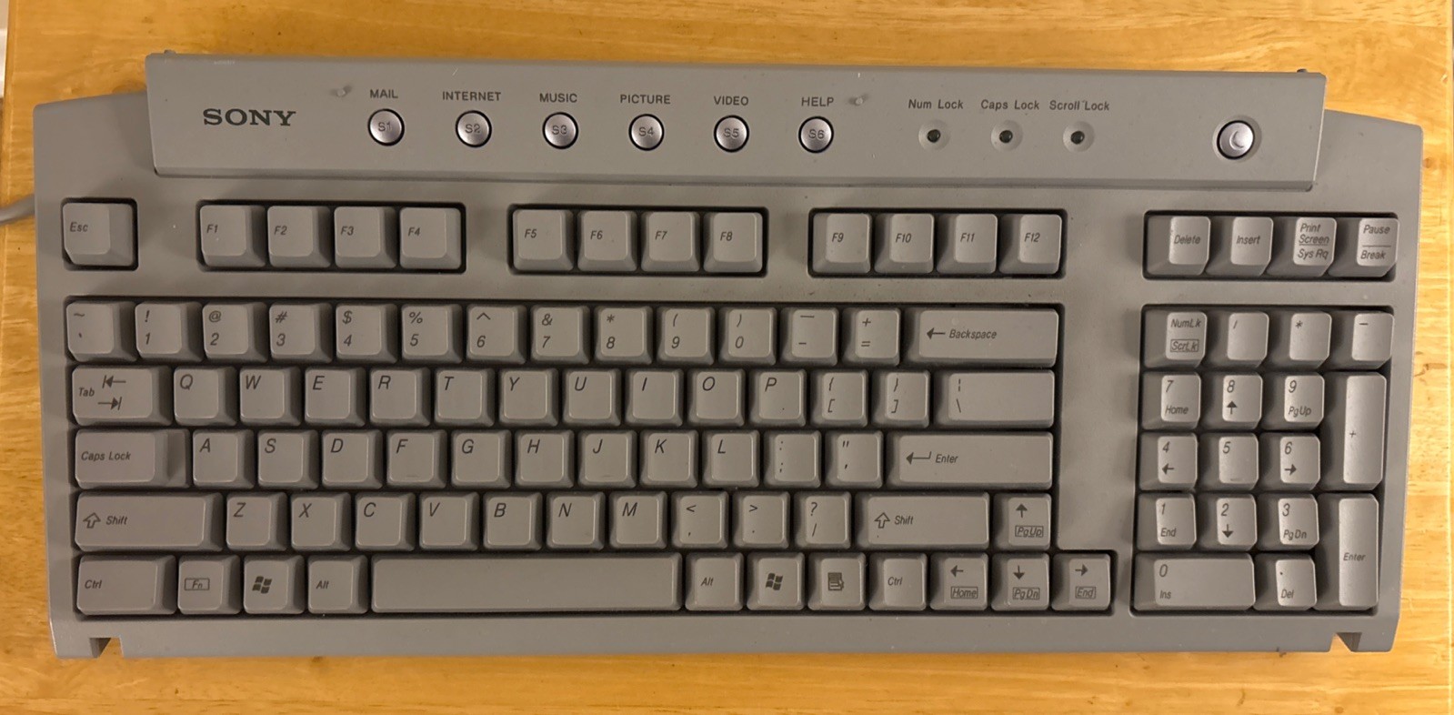 Sony VAIO PCVA-KB1P/UB PS/2 Wired Keyboard 100-Key Multimedia Gray Retro.
