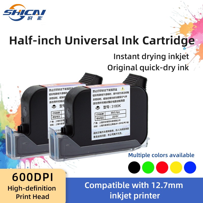 3pcs 42ml Quick Dry Ink Cartridge 12.7mm Color for Handheld Inkjet Printer