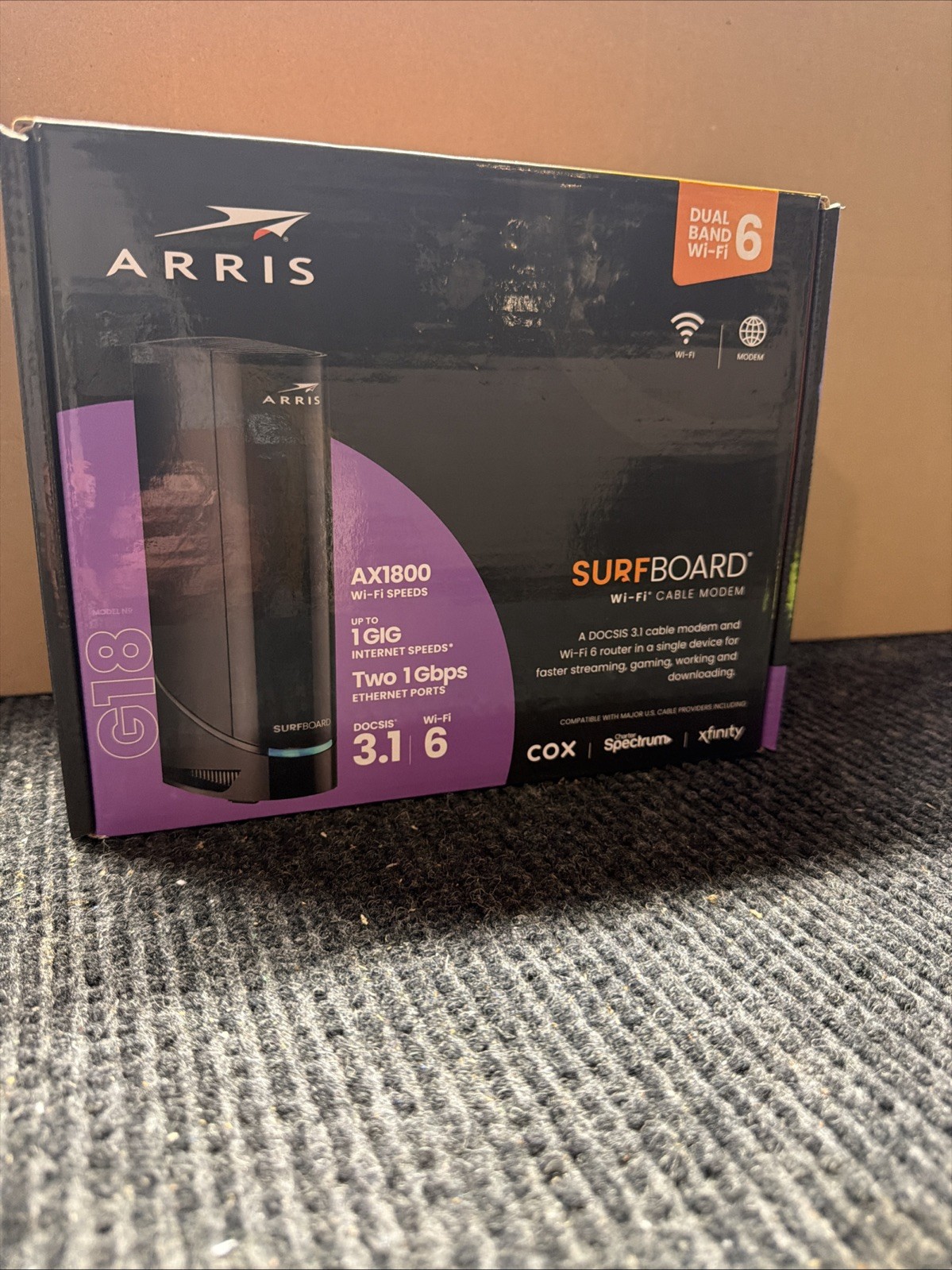 ARRIS (G18) - Cable Modem Router Combo - Fast DOCSIS 3.1 Multi-Gigabit WiFi 6