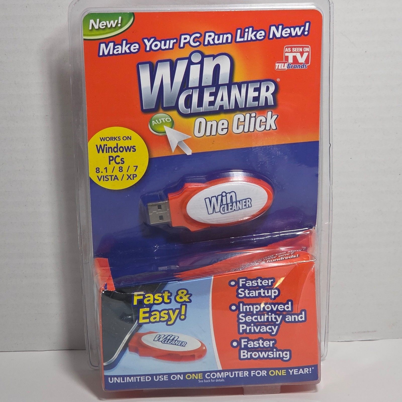 Win Cleaner One Click USB PC Computer Speed Up Repair Tool New Sealed Retro Tech