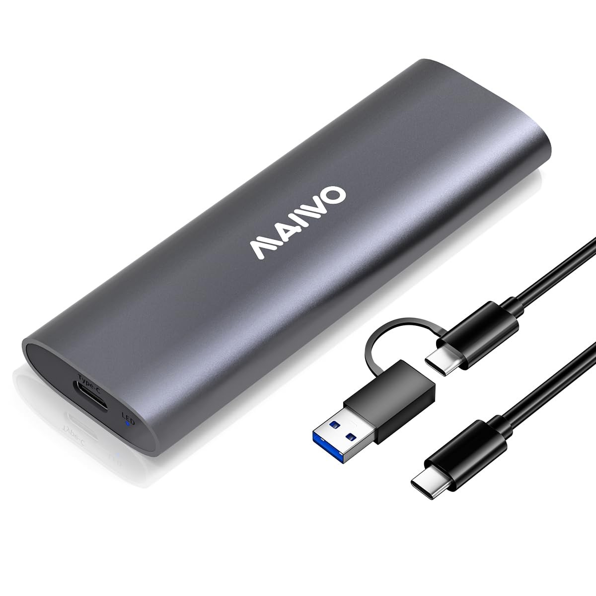 MAIWO M.2 NVMe SSD Enclosure, USB 3.1 GEN2 10Gbps Tool Free C to Grey