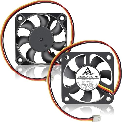 2 Pack 50mm Mini DC Cooling Fan 12V 3 Pin for Motherboard Cooler
