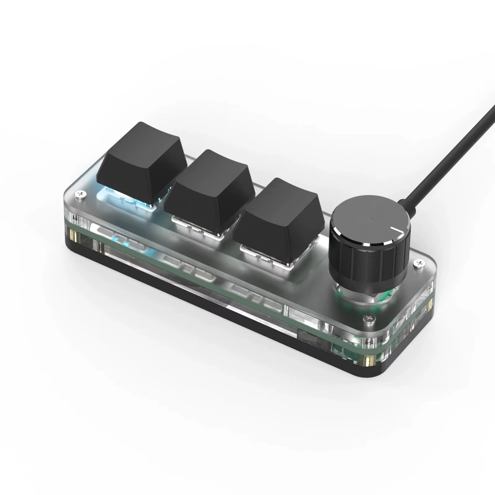 GGBEE Mini Mechanical Macro Keyboard 3-Key Hot Swap RGB Knob Wired