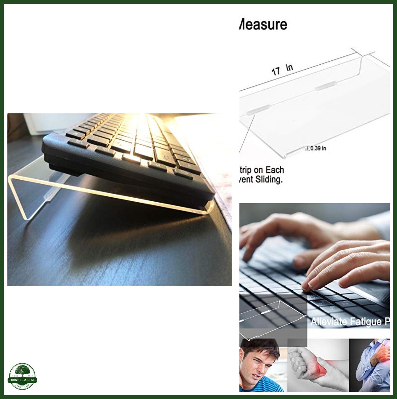 WINKINE Computer Keyboard Stand, Clear Acrylic PC Keyboard Holder Stand Tilted C