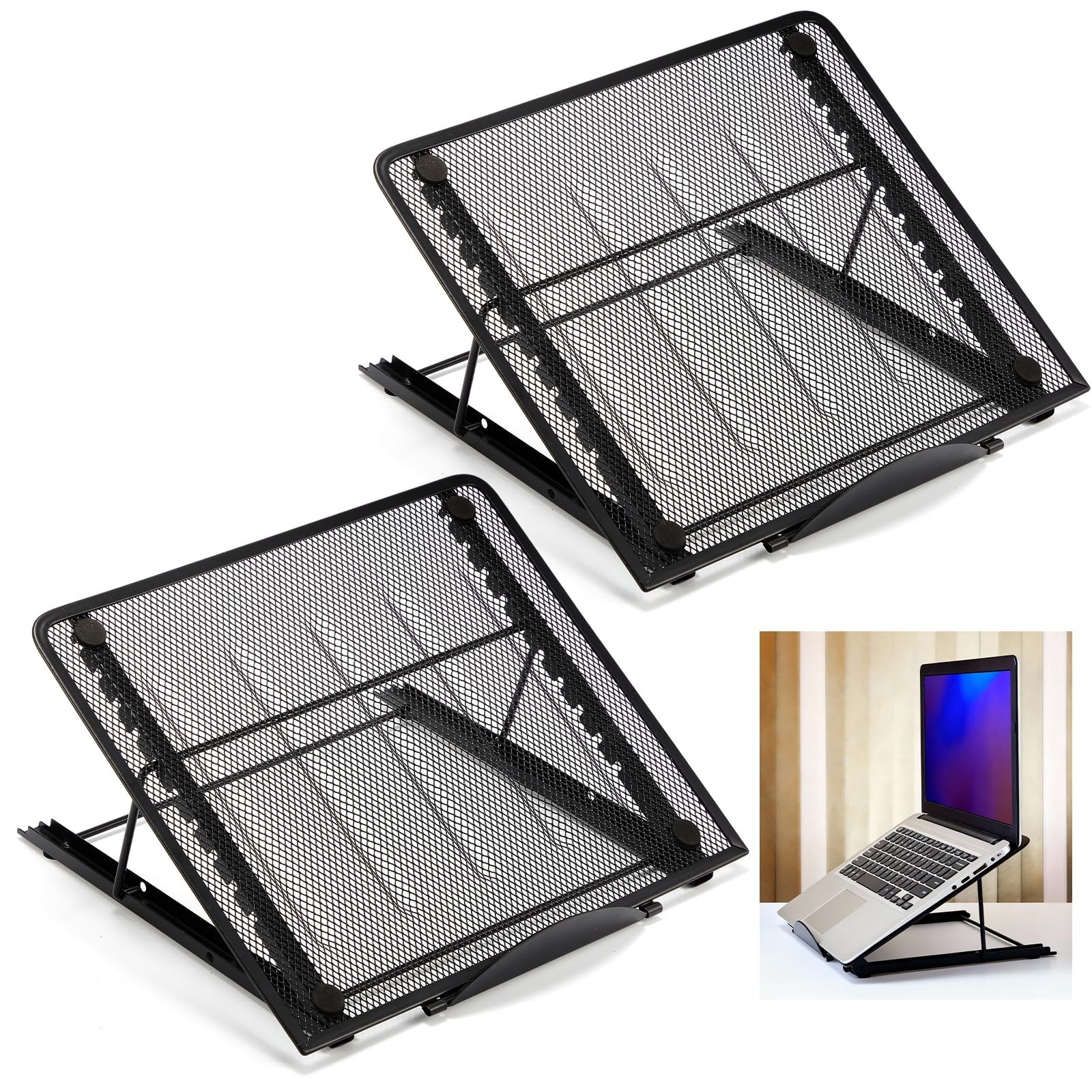 2 Pcs Mesh Laptop Stands 10 Levels Large Adjustable Laptop Riser Holder Compu...