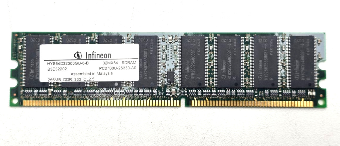 Infineon DDR, 333, CL2.5 SDRAM Desktop RAM - 256 MB (32MX64) PC2700U-25330-A0