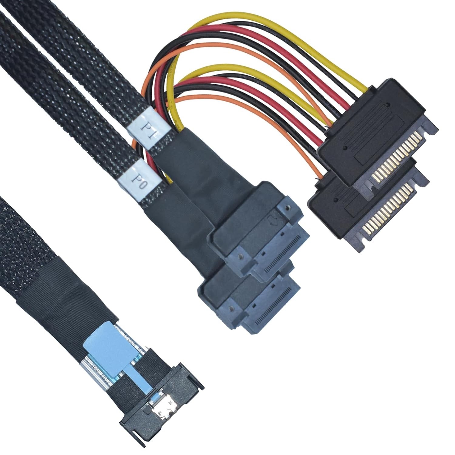 PCIe 5.0 MCIO x8 to Dual EDSFF E1/E3 SSD Cable, 2.1feet (65 cm)