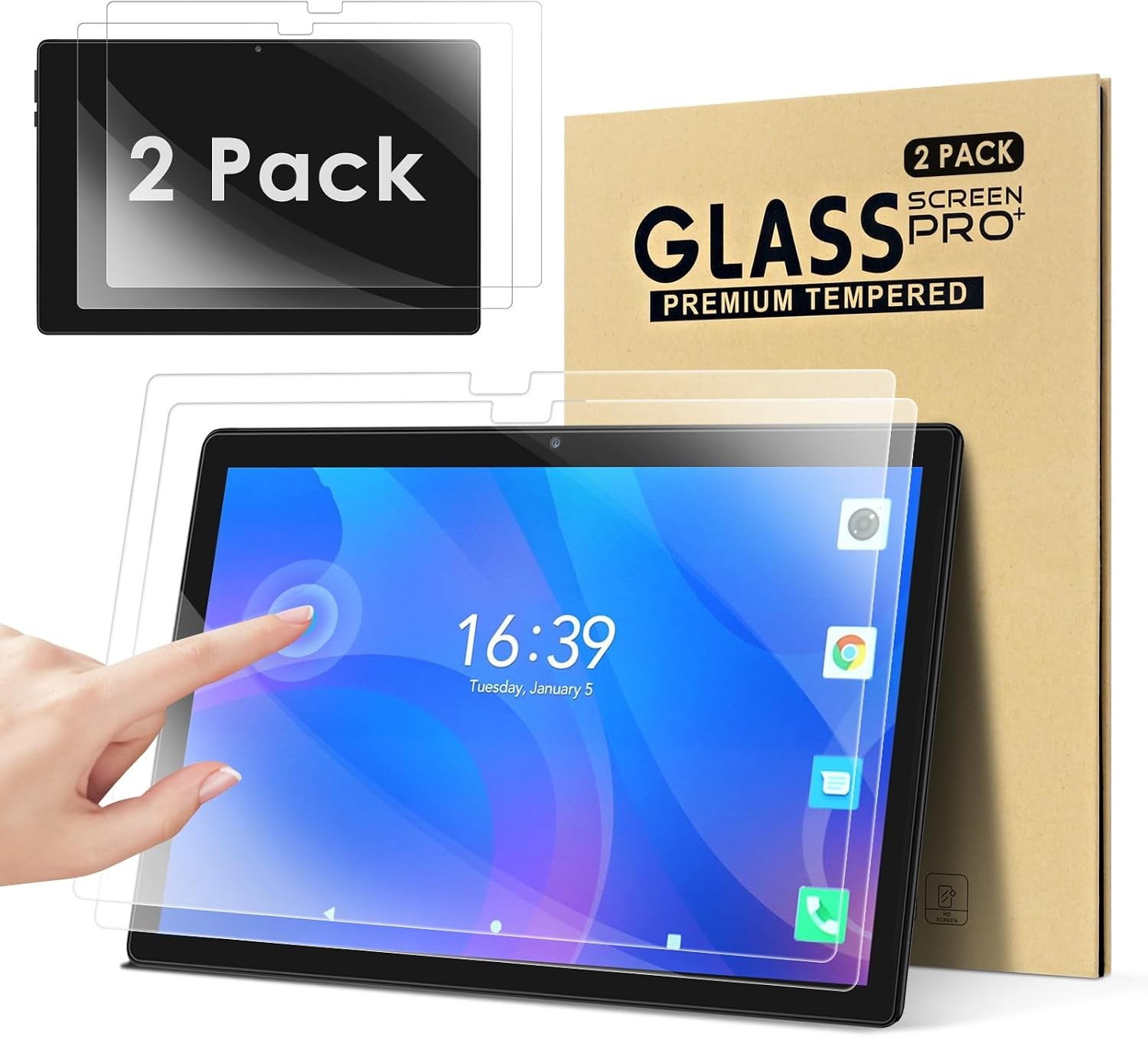 2-PACK 10 inch Tablet Screen Protector Anti-Scratch Tempered Glass