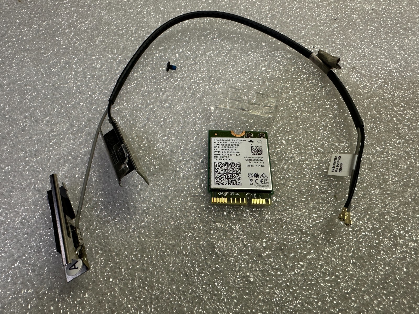 Intel AX201NGW WiFi 6 Bluetooth M.2 Card Lenovo 5W10V25774 w/ Antennas NEW PULL