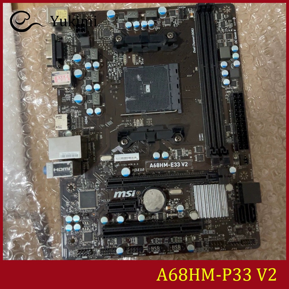 FOR MSI A68HM-P33 V2 DDR3*2 AMD 32GB VGA DVI-D Micro-ATX Ｍotherboard Test OK