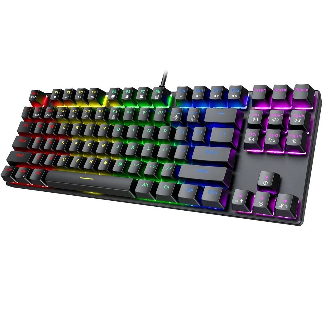PICTEK PC244A Mechanical Gaming Keyboard Blue Switch RGB Backlit 87 Key WiredUSB