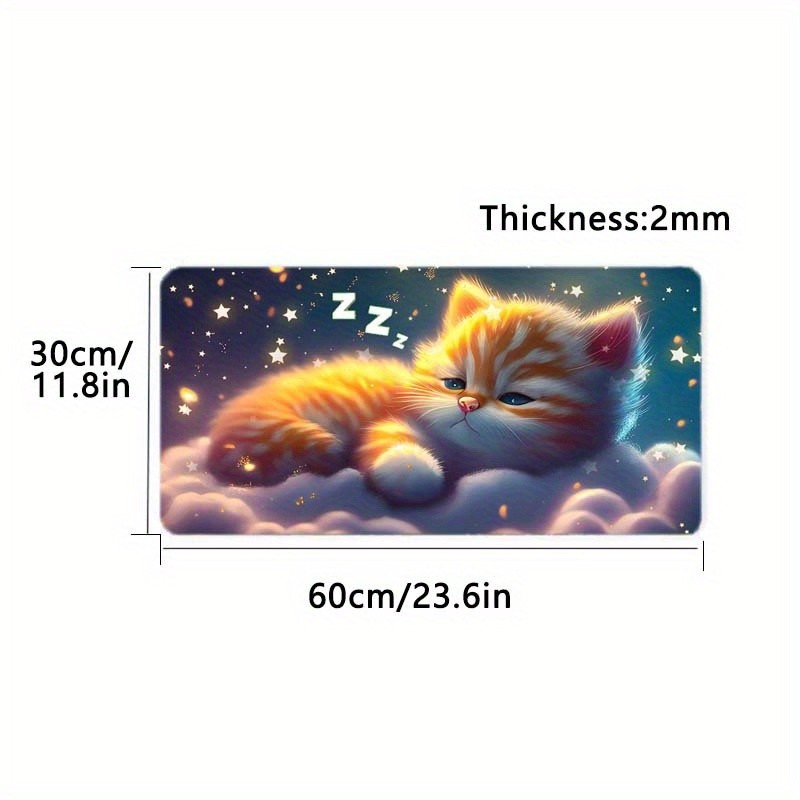 Large Cute Cat Pattern Mouse Pad - Non-Slip, Washable & Cooling Desk Mat for O