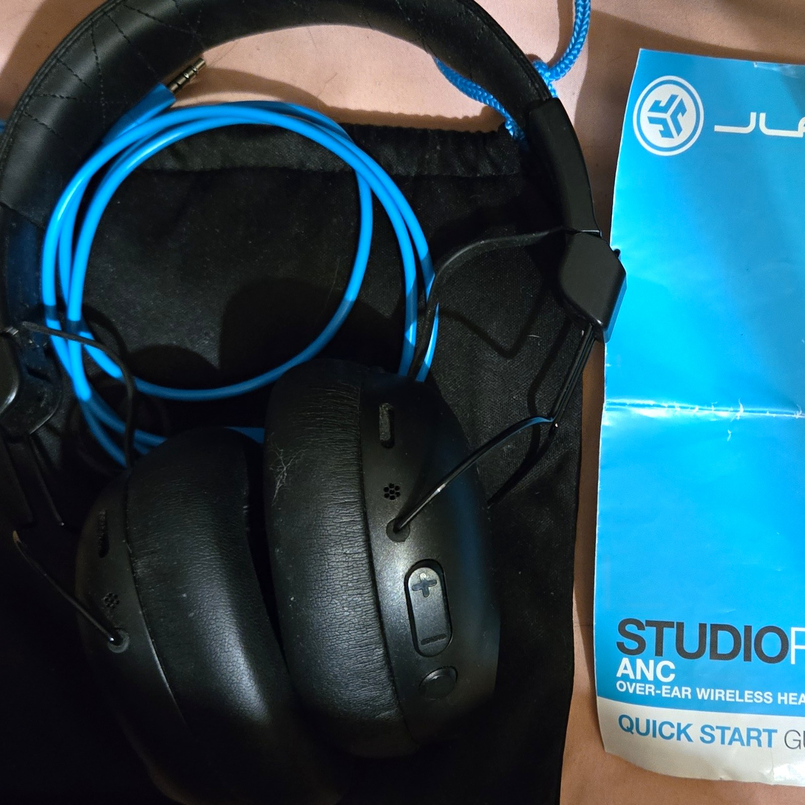 JLab Studio Pro ANC Over-Ear Bluetooth Headphones w/ ANC Mic 3.5mm Black/Blue