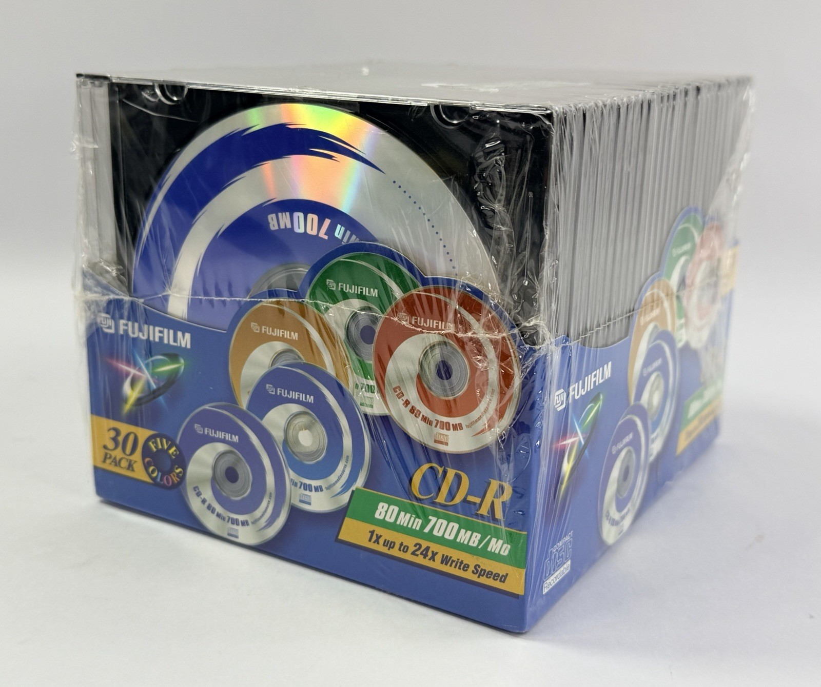 Fujifilm CD-R 30 Pack Blank Recordable Discs 700MB 80 Min Slim Cases New Sealed