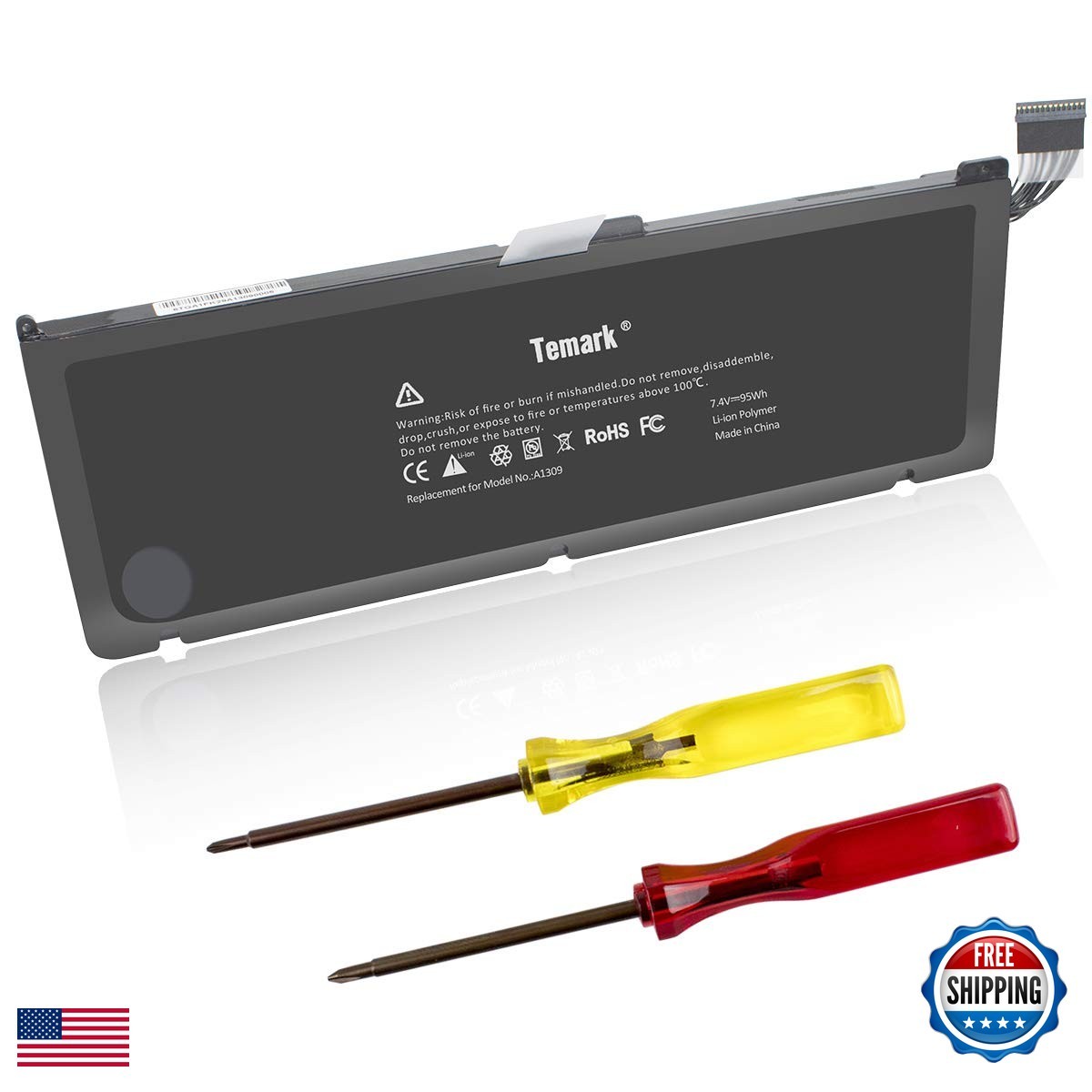 Temark A1309 Laptop Battery for MacBook Pro 17inch A1297 2009-2010 95Wh