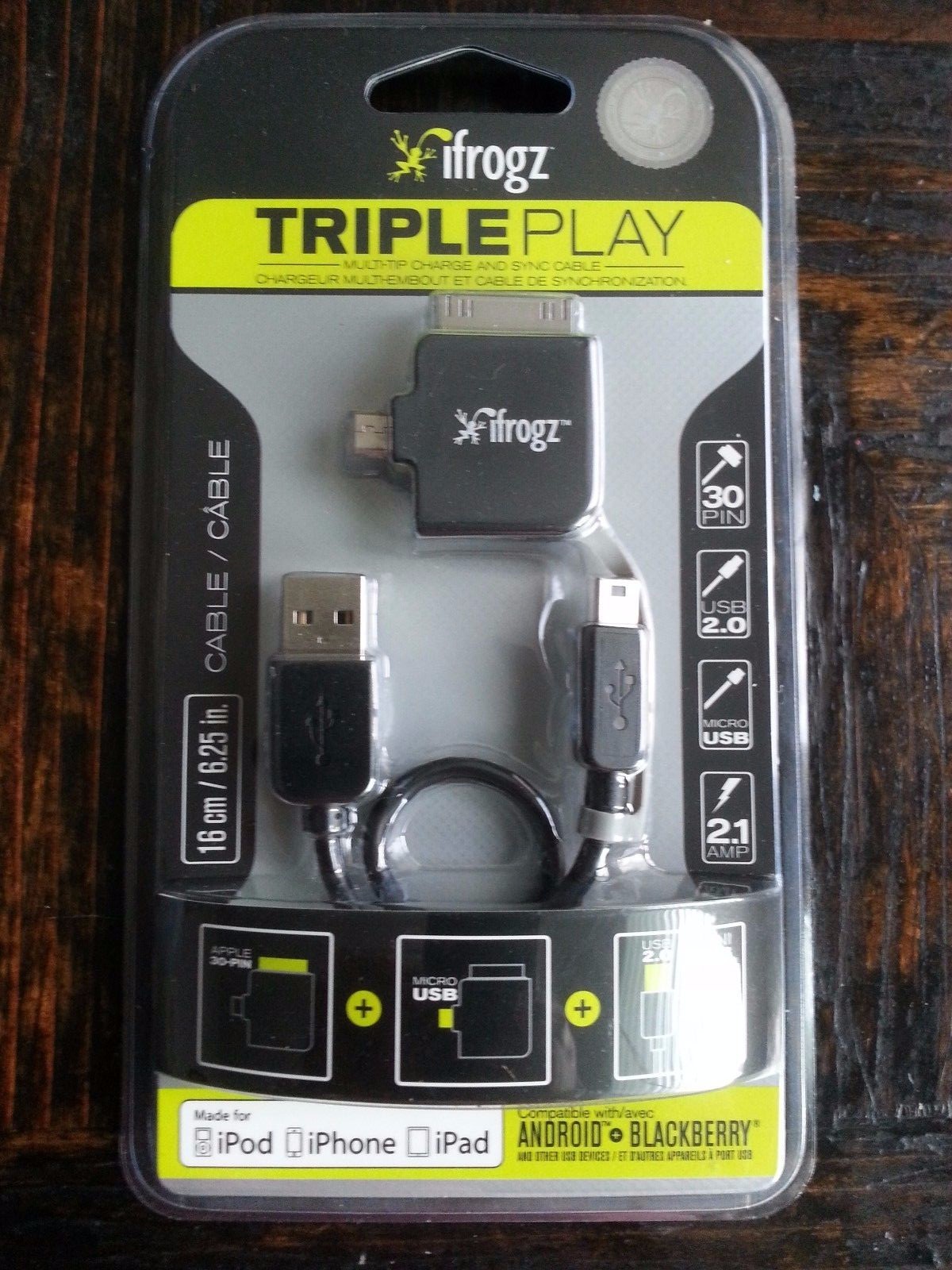 ifrogz charge sync cable Mini+Micro USB 2.0 for Apple 30Pin iPod iPhone iPad 