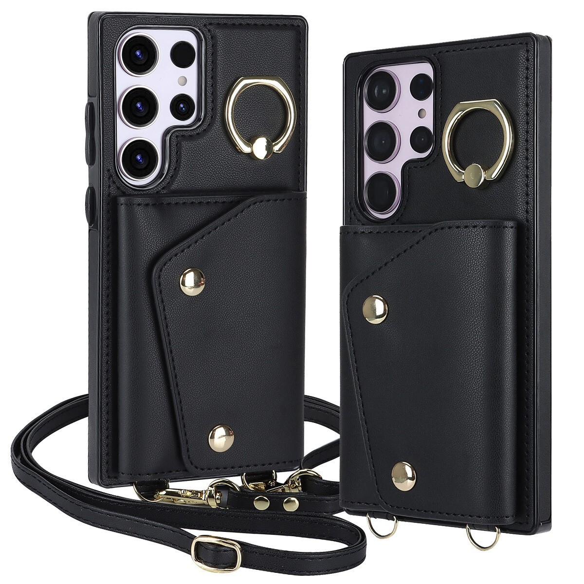 Ring Leather Card Wallet Cover Case For S26 S25 S24 S23 S22 S21 A36 A37 A57