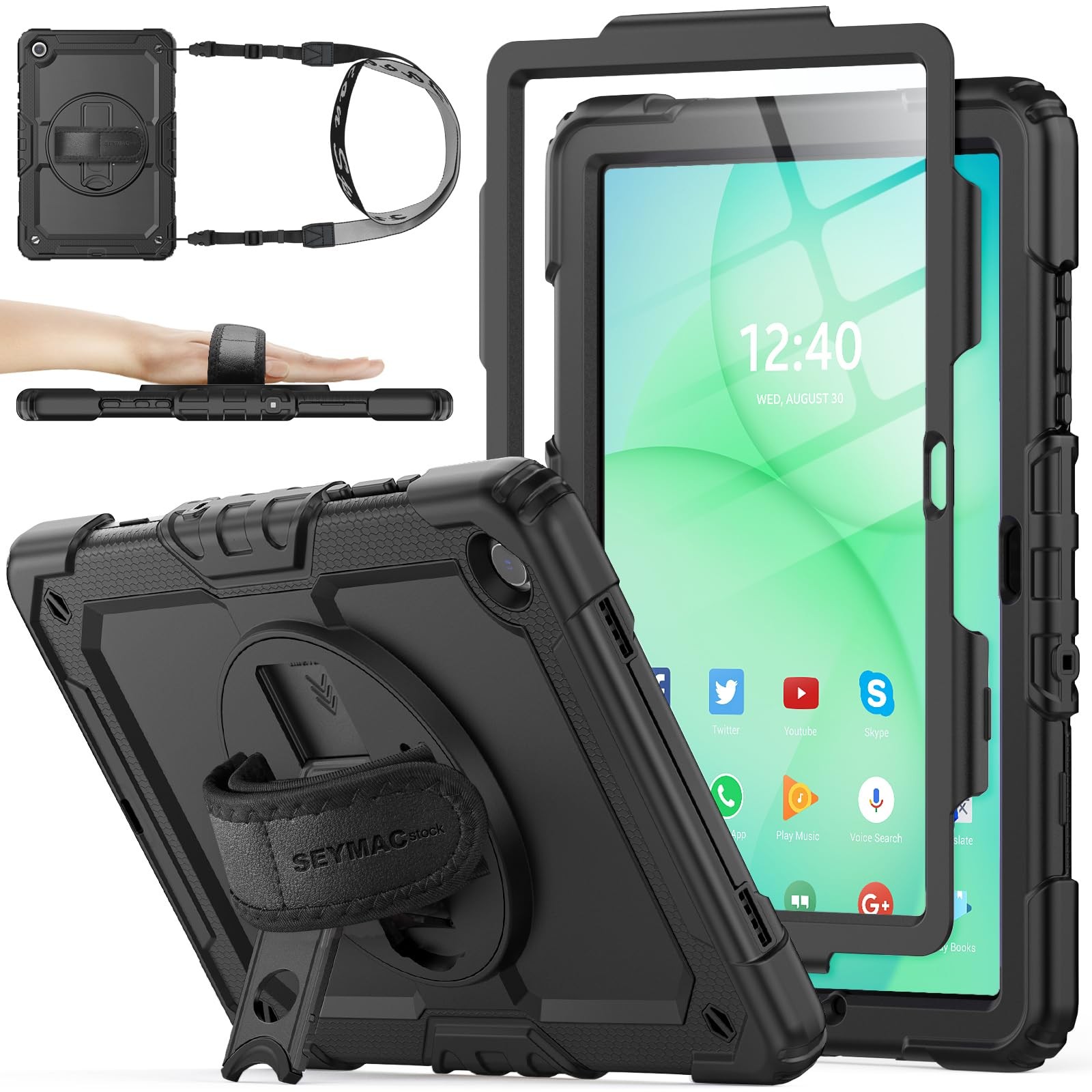 Full Body Drop Protection Case for Galaxy Tab A11+/A9+ 11"- Black, Open Box