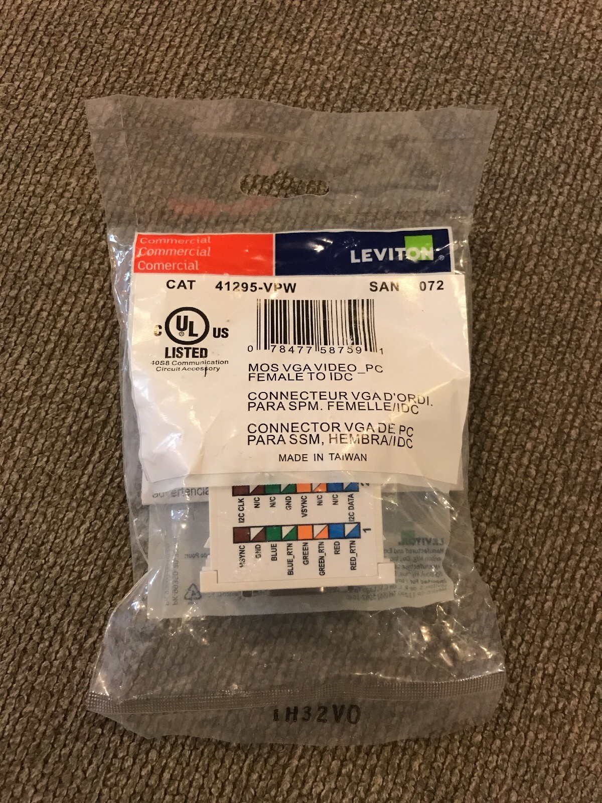 Leviton 41295-VPW VGA MOS Module, 110-Style Termination, White - NEW
