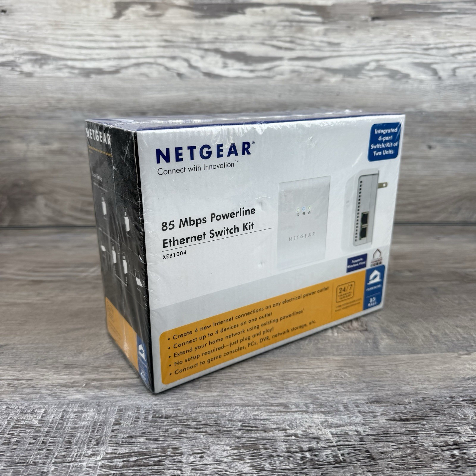 NETGEAR XEB1004 85 Mbps Powerline Ethernet Switch Kit - Brand New Sealed NOS