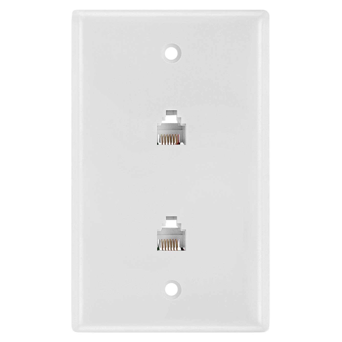 Double RJ11 Connector 6 Conductors Phone Wall Plate Jack 6P6C Telephone Dual