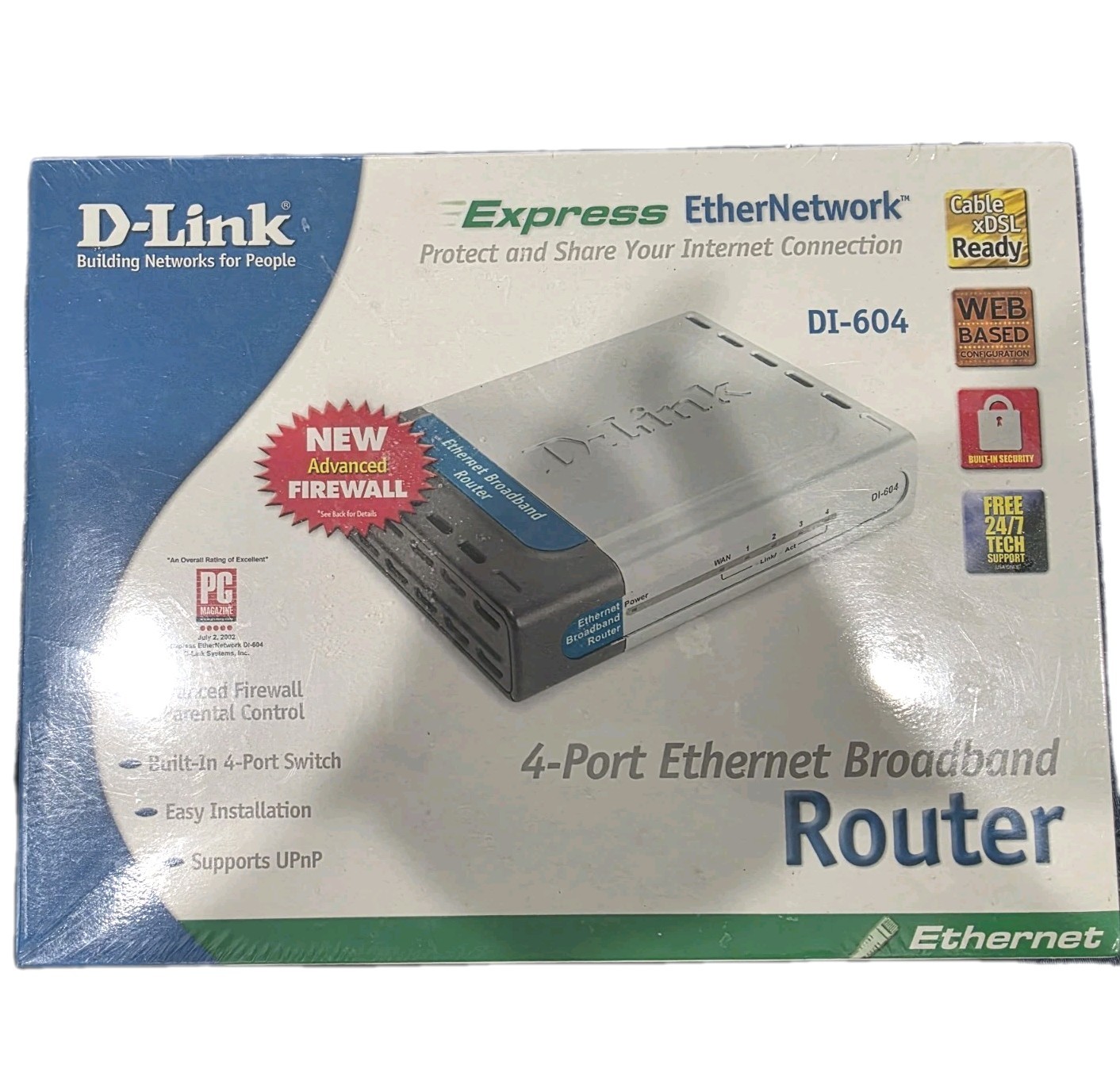 D Link 4 Port Ethernet Broadband Router DI-604 Cable/DSL XBOX Compatible NWT