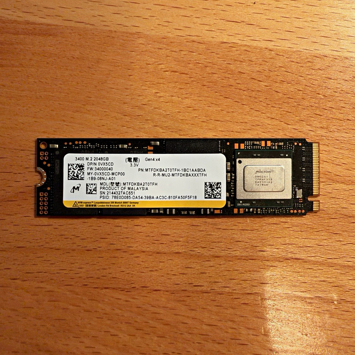 Micron 3400 2TB NVMe M.2 2280 PCIe Gen4 SSD