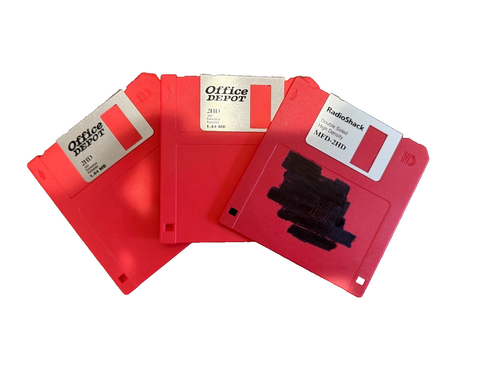 3 Total Various Retailer 2HD  3.5" Red Disks Double Sided High Density