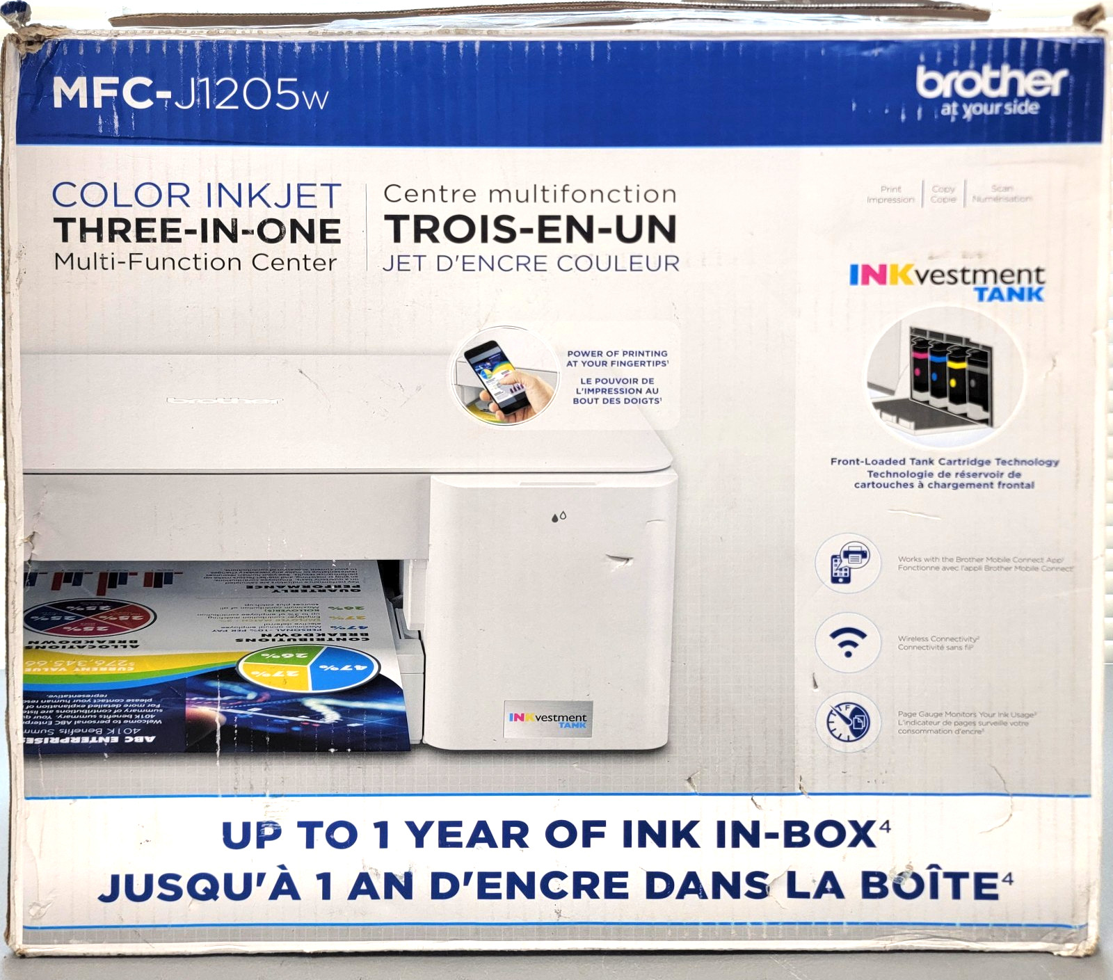Brother MFC-J1205W INKvestment Wireless Multi-function Color Inkjet Printer OPEN