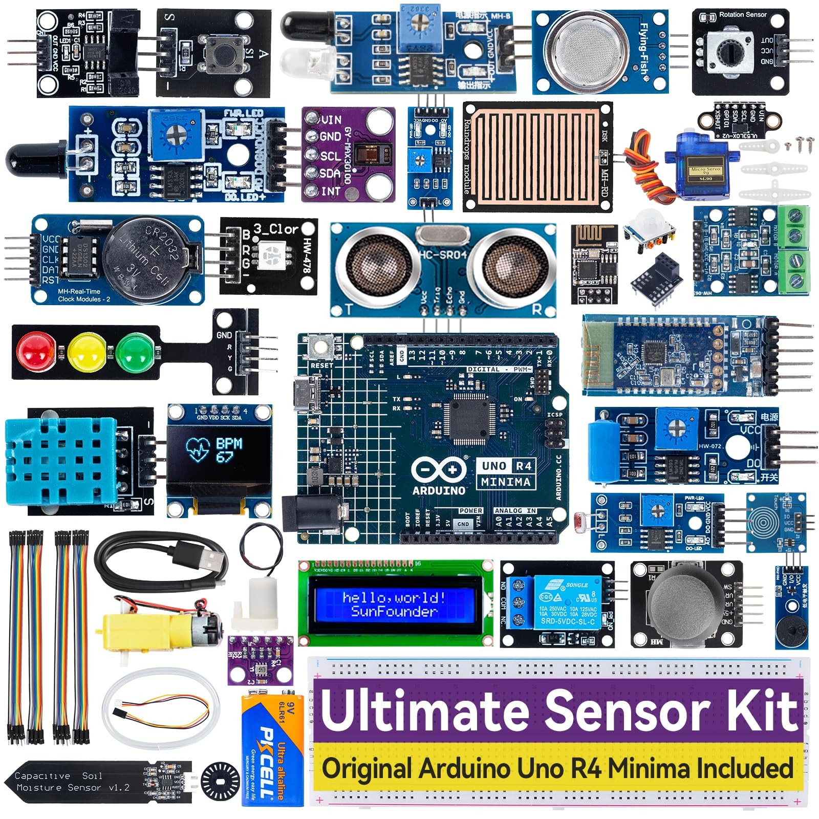SunFounder Ultimate Sensor Kit with Original Arduino Uno R4 Minima, RoHS Comp...