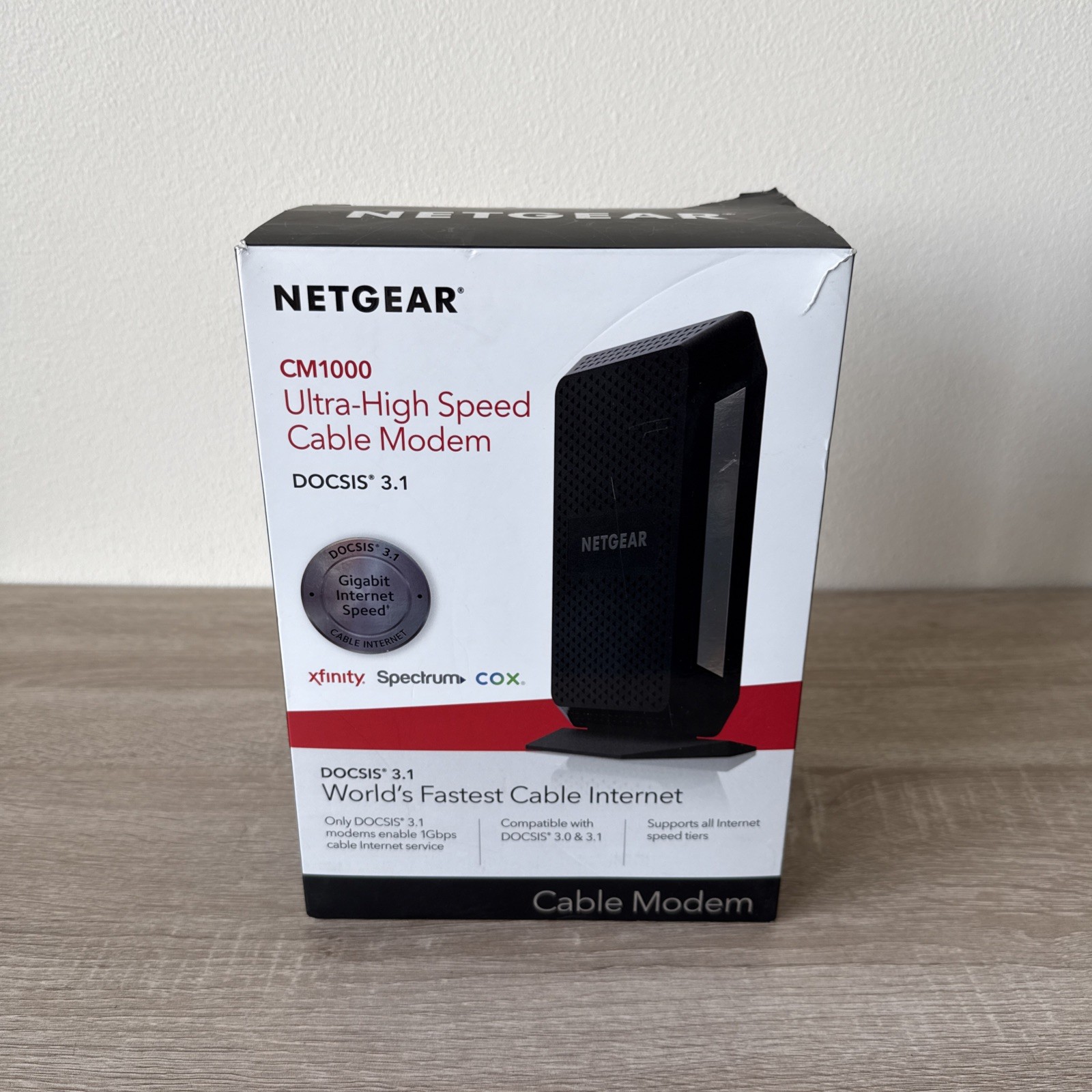 NETGEAR CM1000-100NAS DOCSIS 3.1 Gigabit Cable Modem Max speeds of 1.0 Gbps