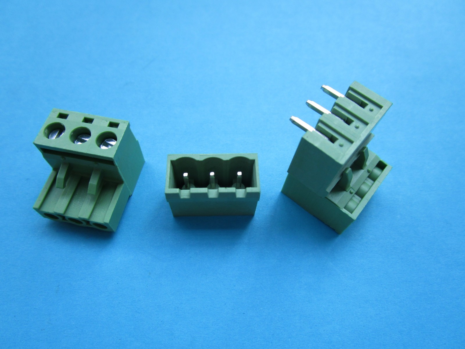 15 pcs 5.08mm Close Angle 3 pin Screw Terminal Block Connector Plugable Green