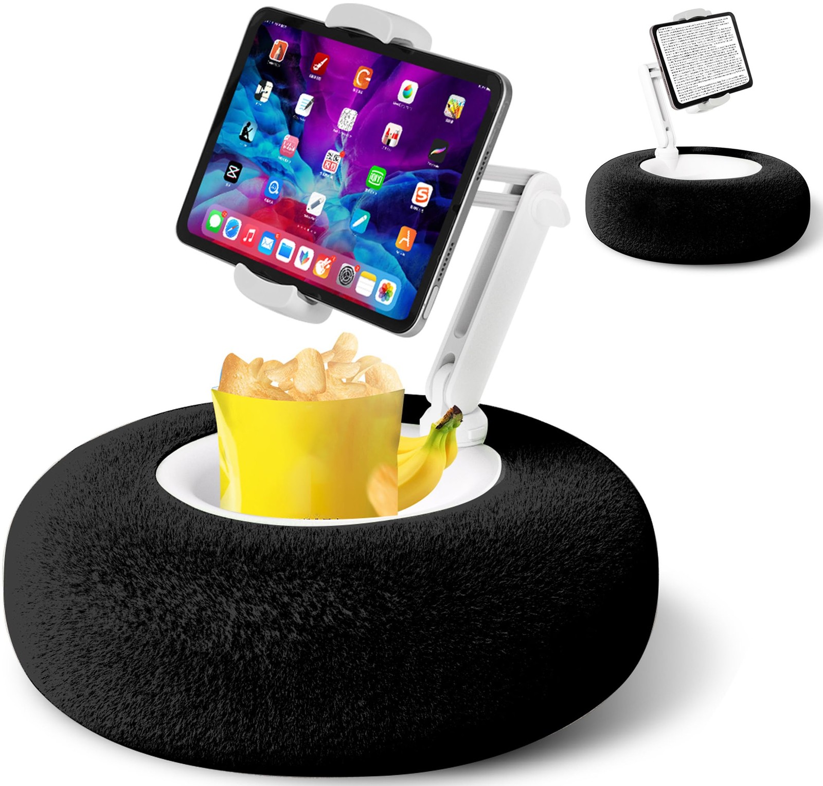 TABLET STAND PILLOW Adjustable Phone Holder for Bed Black 4.7"-13" DEBTROP
