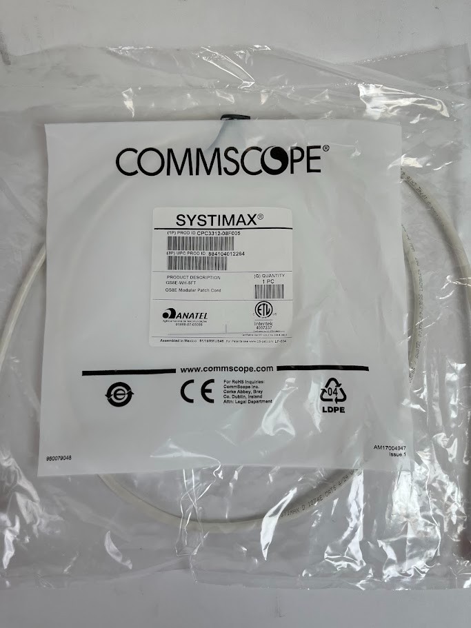 Lot of 51 CommScope CPC3312-08F005 SYSTIMAX GigaSPEED XL Cat6 Cable 5ft White