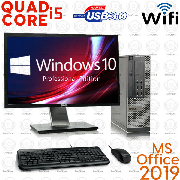 Fast DELL Desktop Computer PC DVD Core i5 8GB RAM 23 inch 500GB OFFICE 2019 
