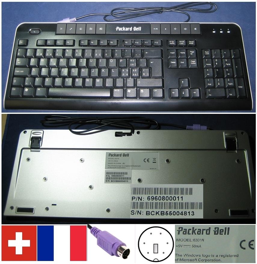Keyboard Qwertz Swiss-French Packard Bell 6301N 6960800011 PS/2 port