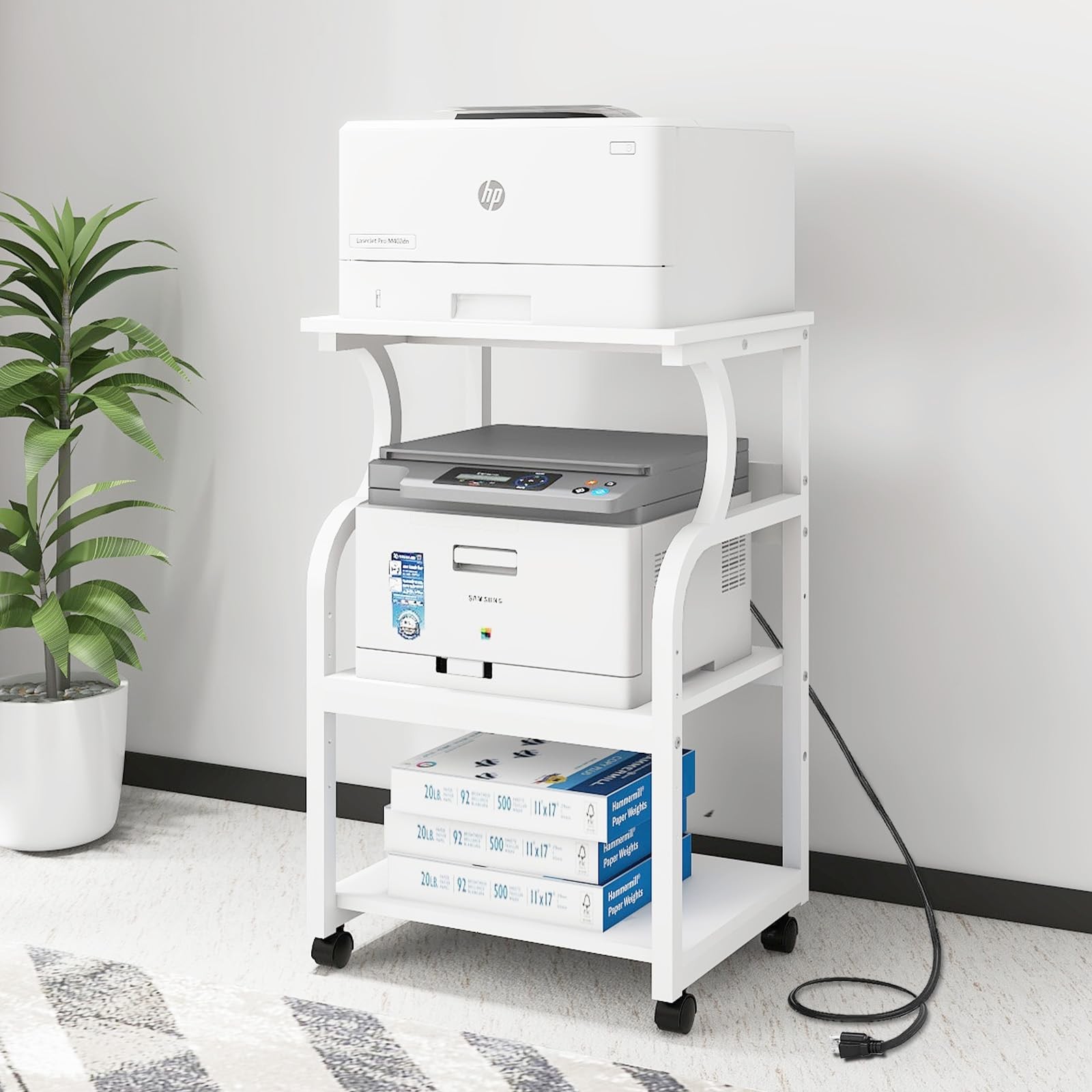 Natwind 3 Tier Printer Stand,Printer Table with Adjustable Storage Shelf