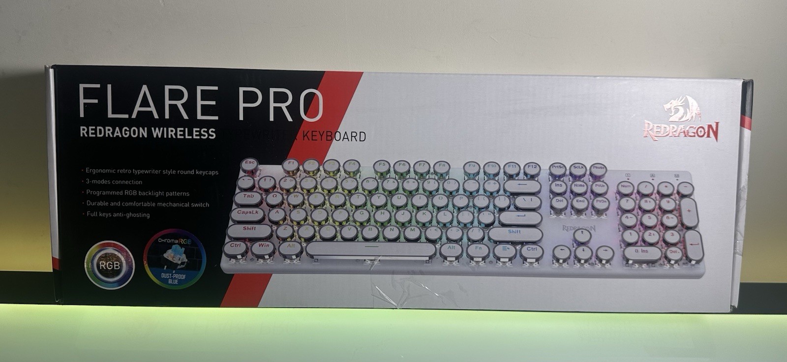 Redragon Flare Pro K710 Wireless Mechanical Keyboard White No Receiver