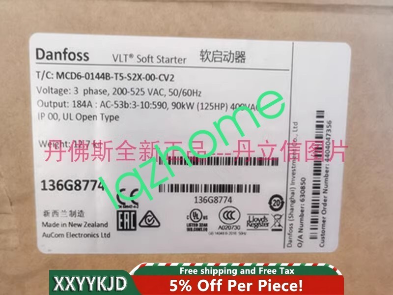 1pcs Danfoss MCD600 VLT SOFT-STARTER 136G8774 MCD6-0144B-T5-S2X-00-CV2 90KW